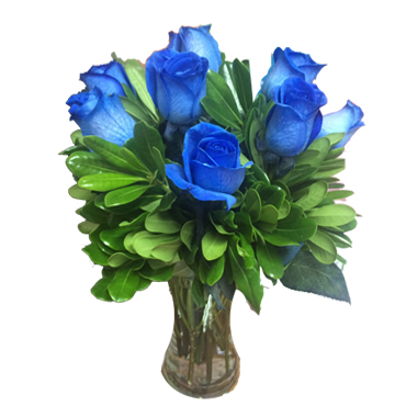 Florero con 12 Rosas Azules